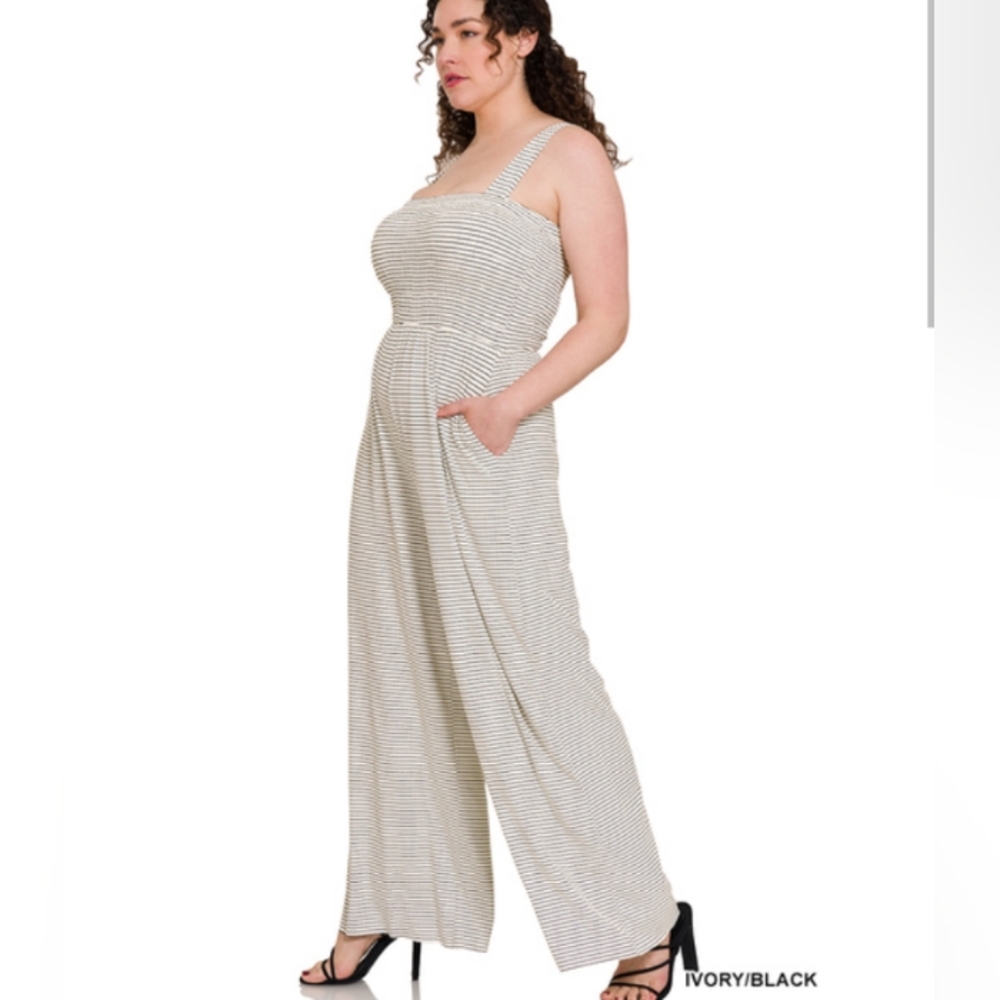 Zenana plus size smocked top romper
